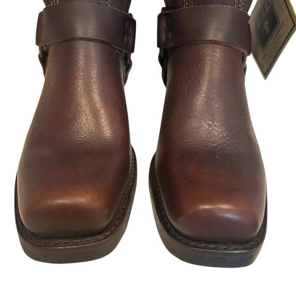 Frye Vintage Walnut Brown Leather Harness Ankle Boots Size 8 - Picture 7 of 11